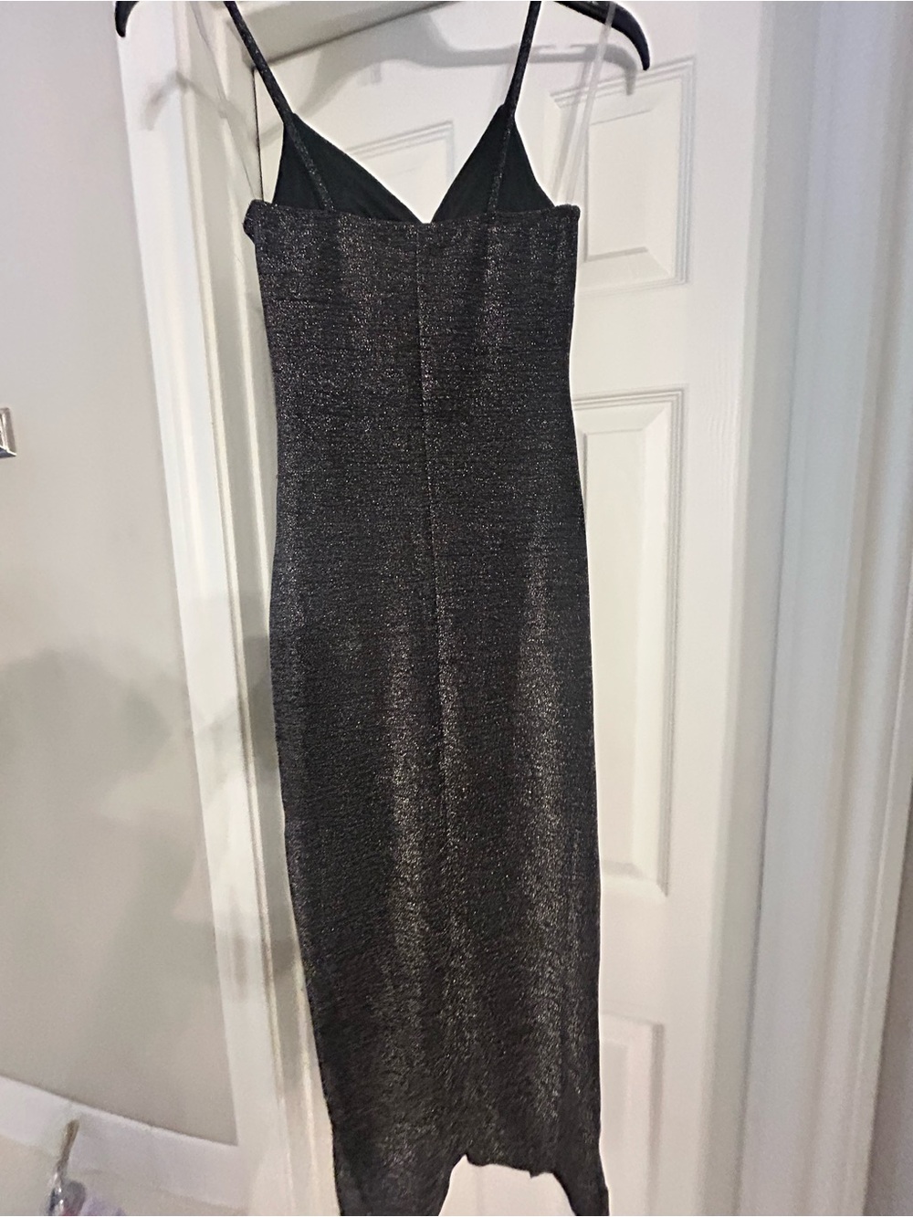 Metallic Black Slip Dress with Spaghetti Straps
